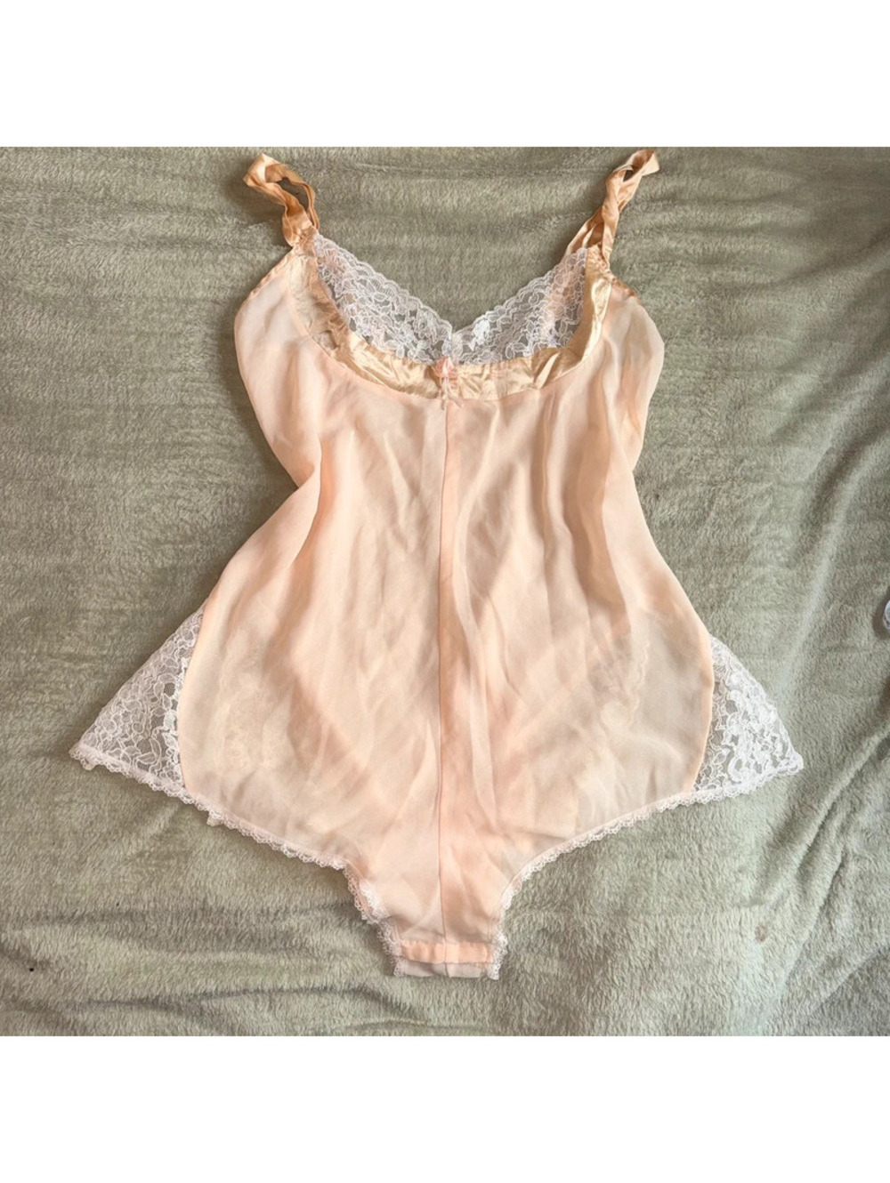 Dainty Feminine Cream and Lace Babydoll bodysuit with beaded detail